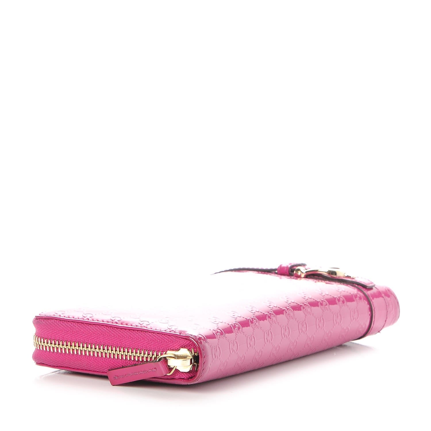 Gucci Patent Microguccissima Nice Zip Around Wallet Bright Bouganville 4 of 9
