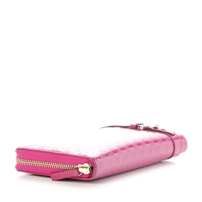 Gucci Patent Microguccissima Nice Zip Around Wallet Bright Bouganville 4 of 9