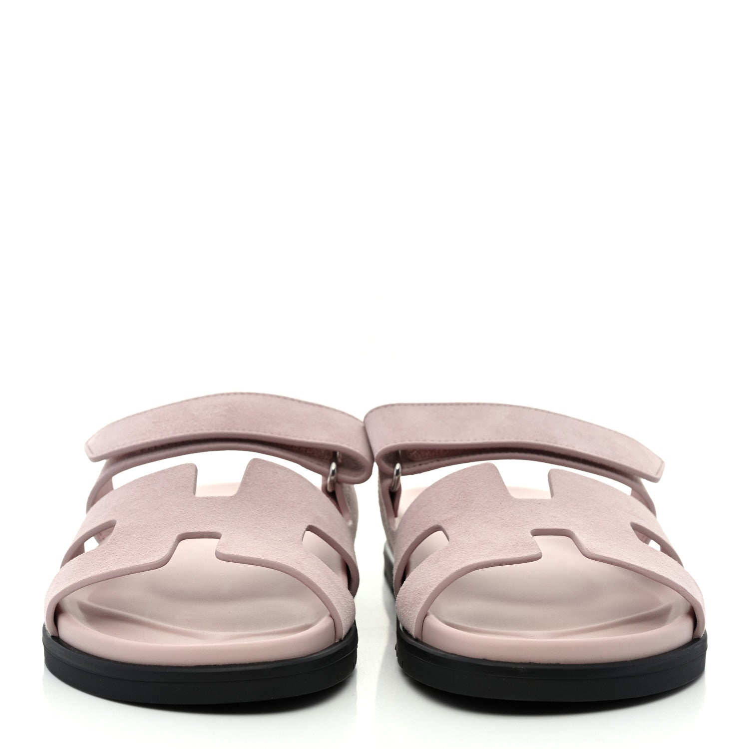 Hermes Suede Goatskin Womens Chypre Sandals 38.5 Rose Porcelaine 2 of 9