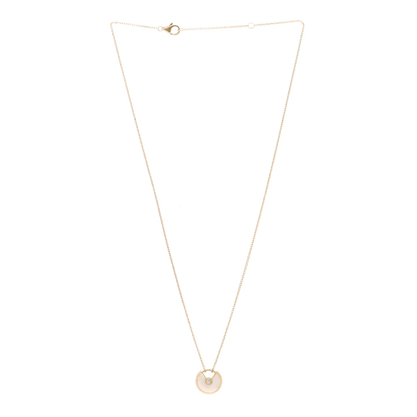 18K Yellow Gold Diamond Mother of Pearl XS Amulette de Cartier Pendant Necklace