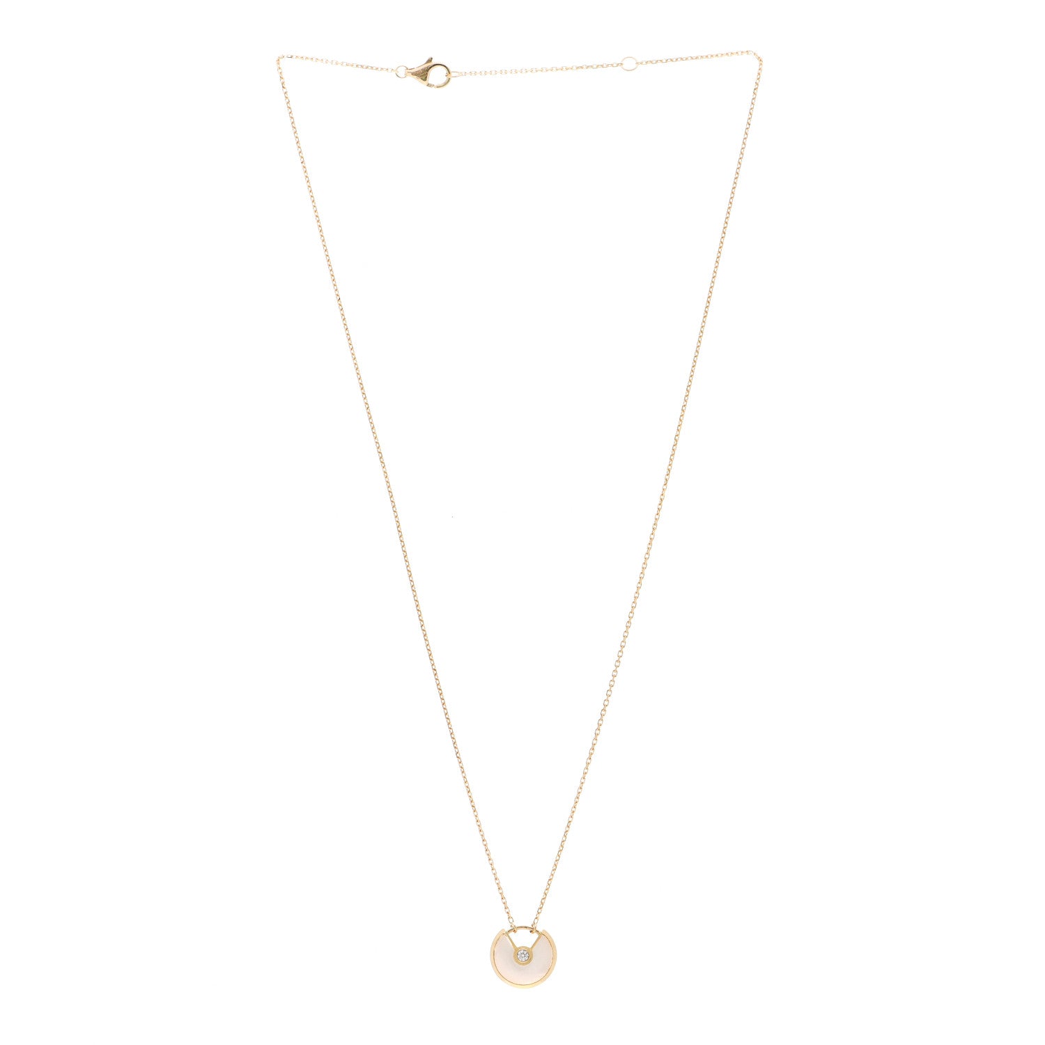 Cartier 18K Yellow Gold Diamond Mother of Pearl XS Amulette de Cartier Pendant Necklace 2 of 5