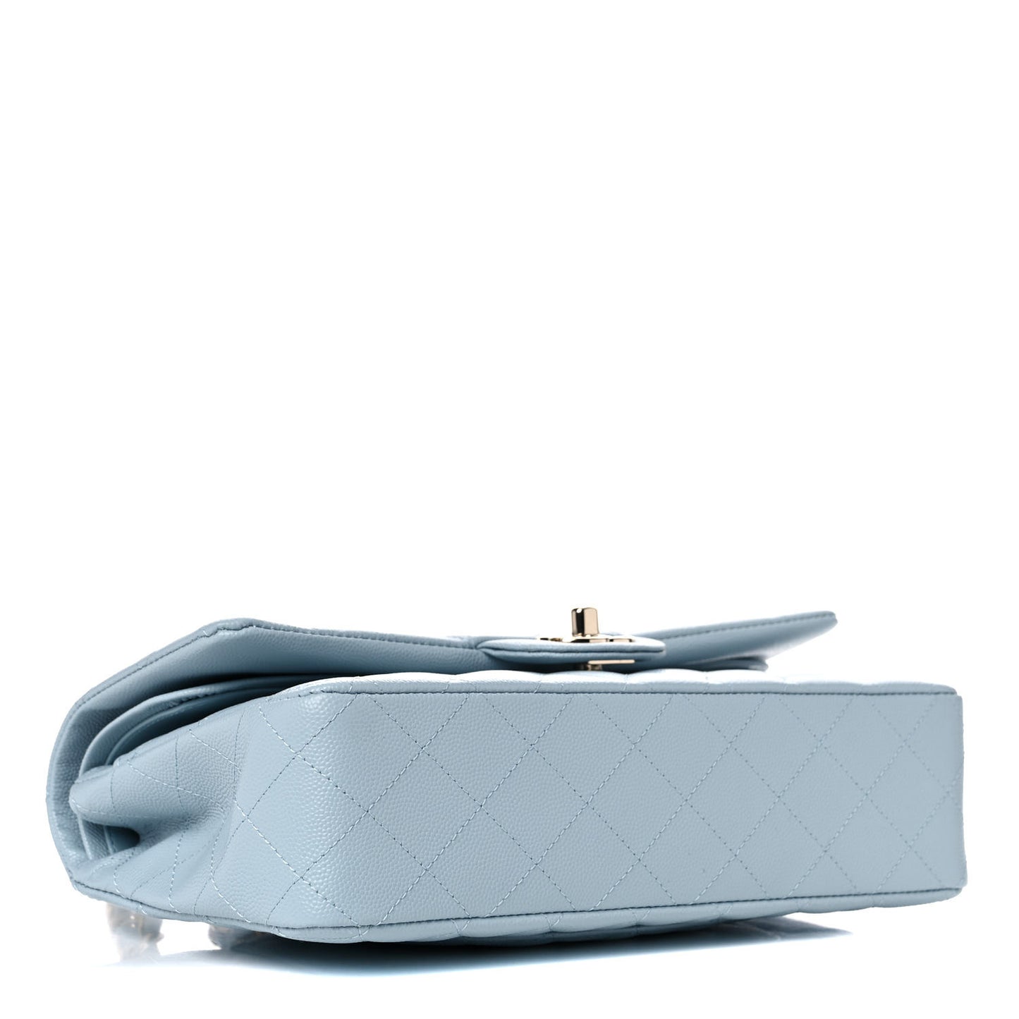 Caviar Quilted Medium Double Flap Light Blue