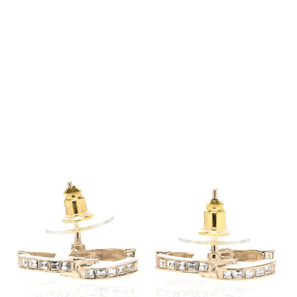 Chanel Metal Baguette Crystal CC Earrings Gold 3 of 6