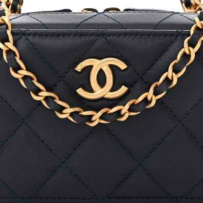 Chanel Lambskin Quilted Chain Top Handle Vanity Case Blue 8 of 11