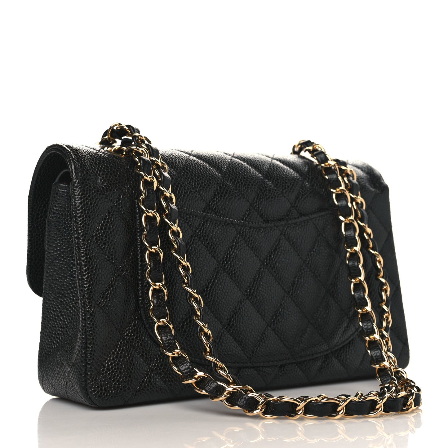 Caviar Quilted Small Double Flap Black