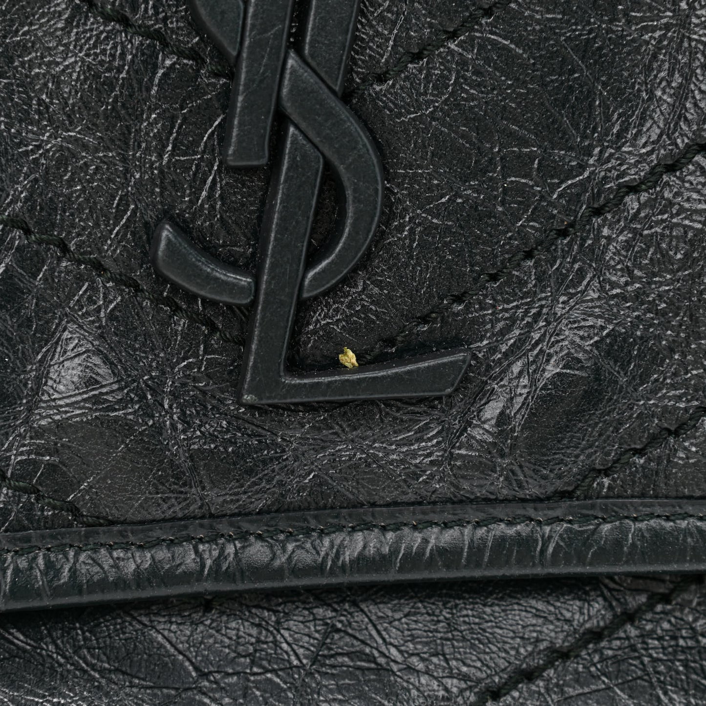 Crinkled Calfskin Matelasse Monogram Medium Niki Chain Satchel Peacock Green