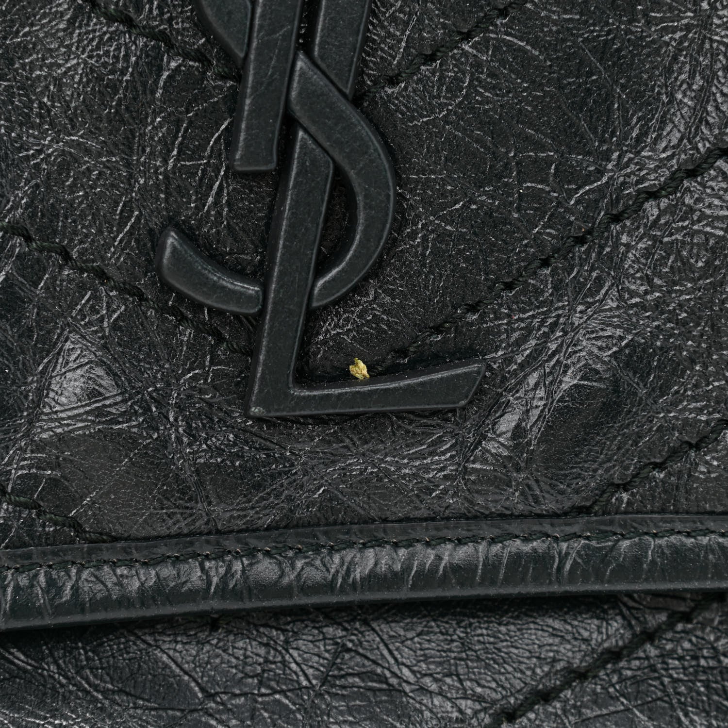 Saint Laurent Crinkled Calfskin Matelasse Monogram Medium Niki Chain Satchel Peacock Green 11 of 11