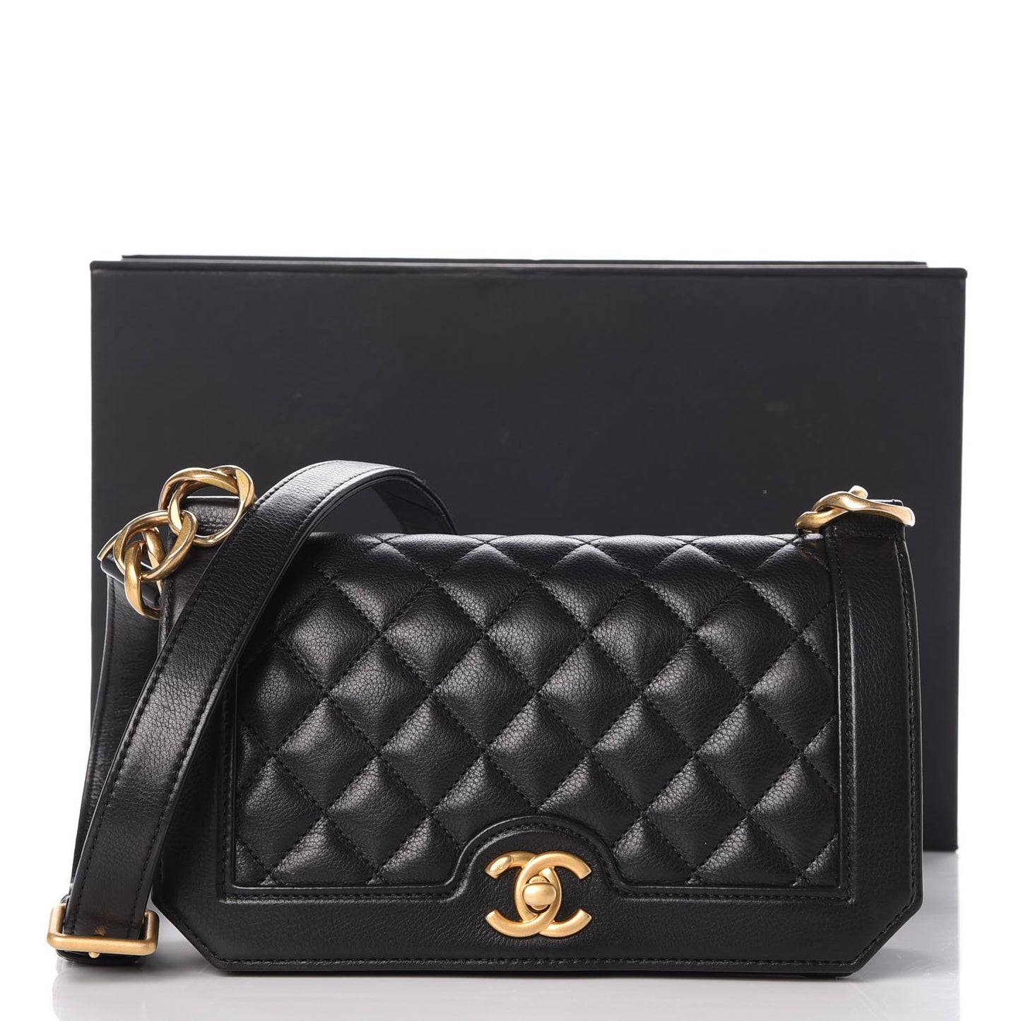 Calfskin Quilted Small Flap Black
