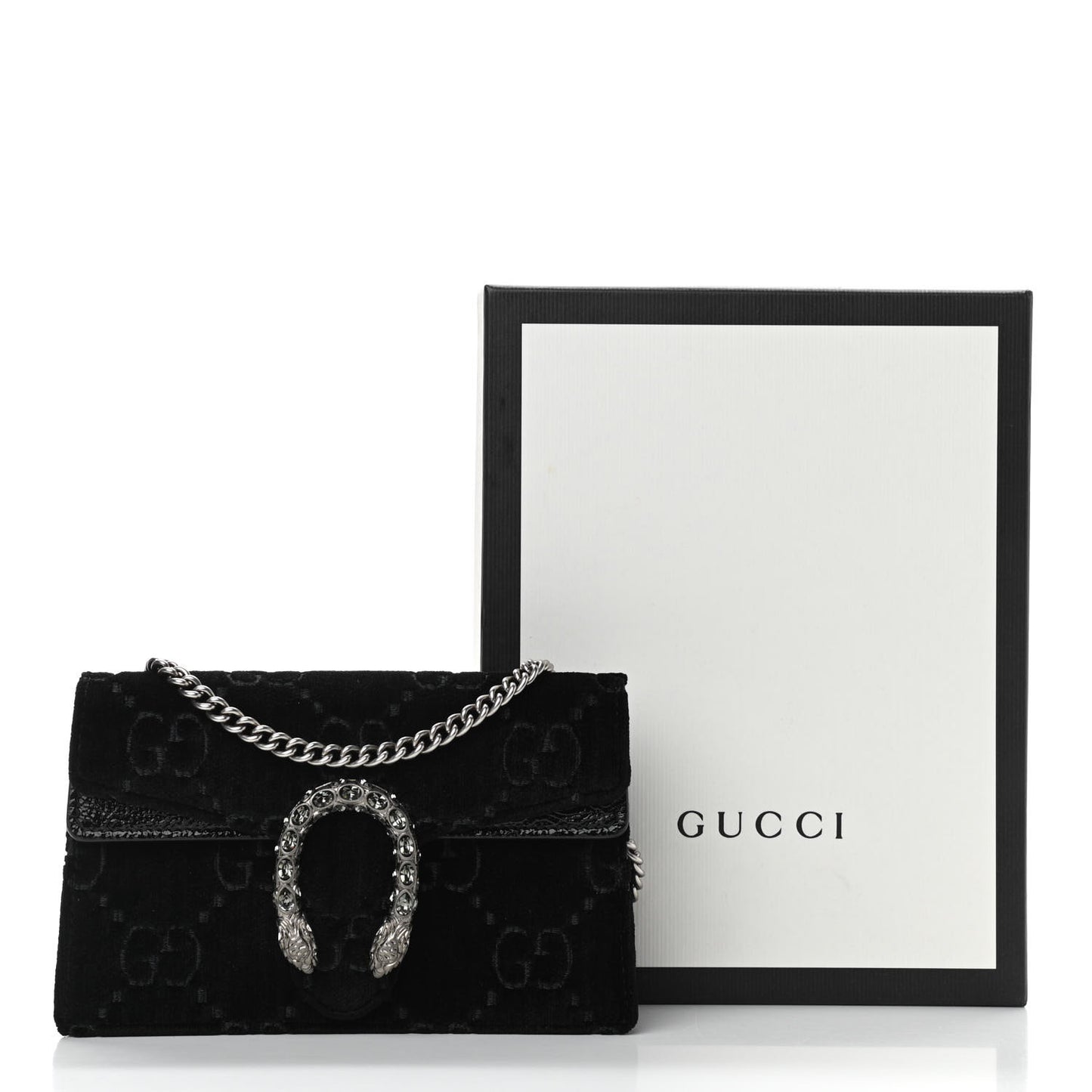 Velvet GG Monogram Super Mini Dionysus Shoulder Bag Black
