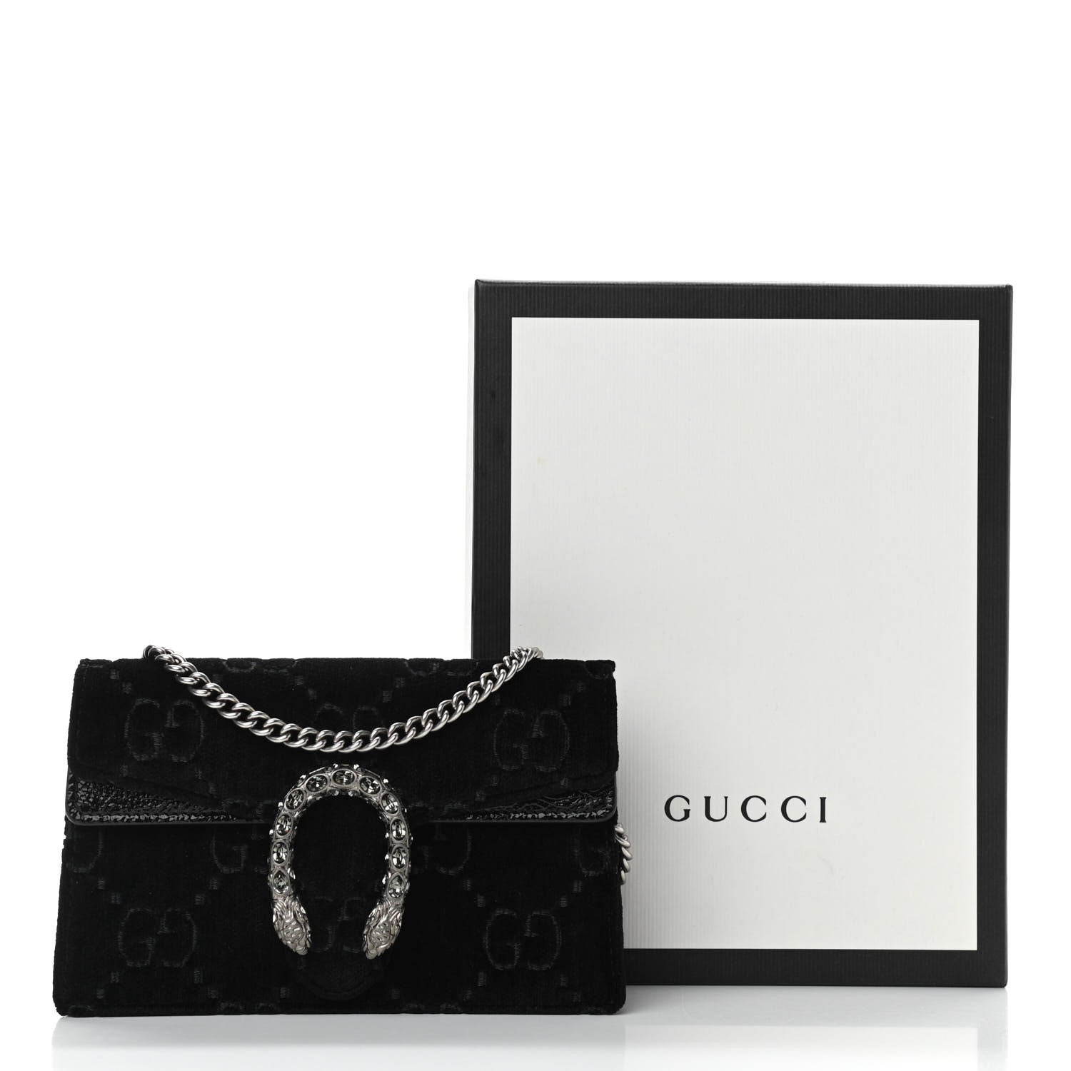 Gucci Velvet GG Monogram Super Mini Dionysus Shoulder Bag Black 10 of 10