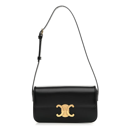 Celine Shiny Calfskin Triomphe Shoulder Bag Black 1 of 9