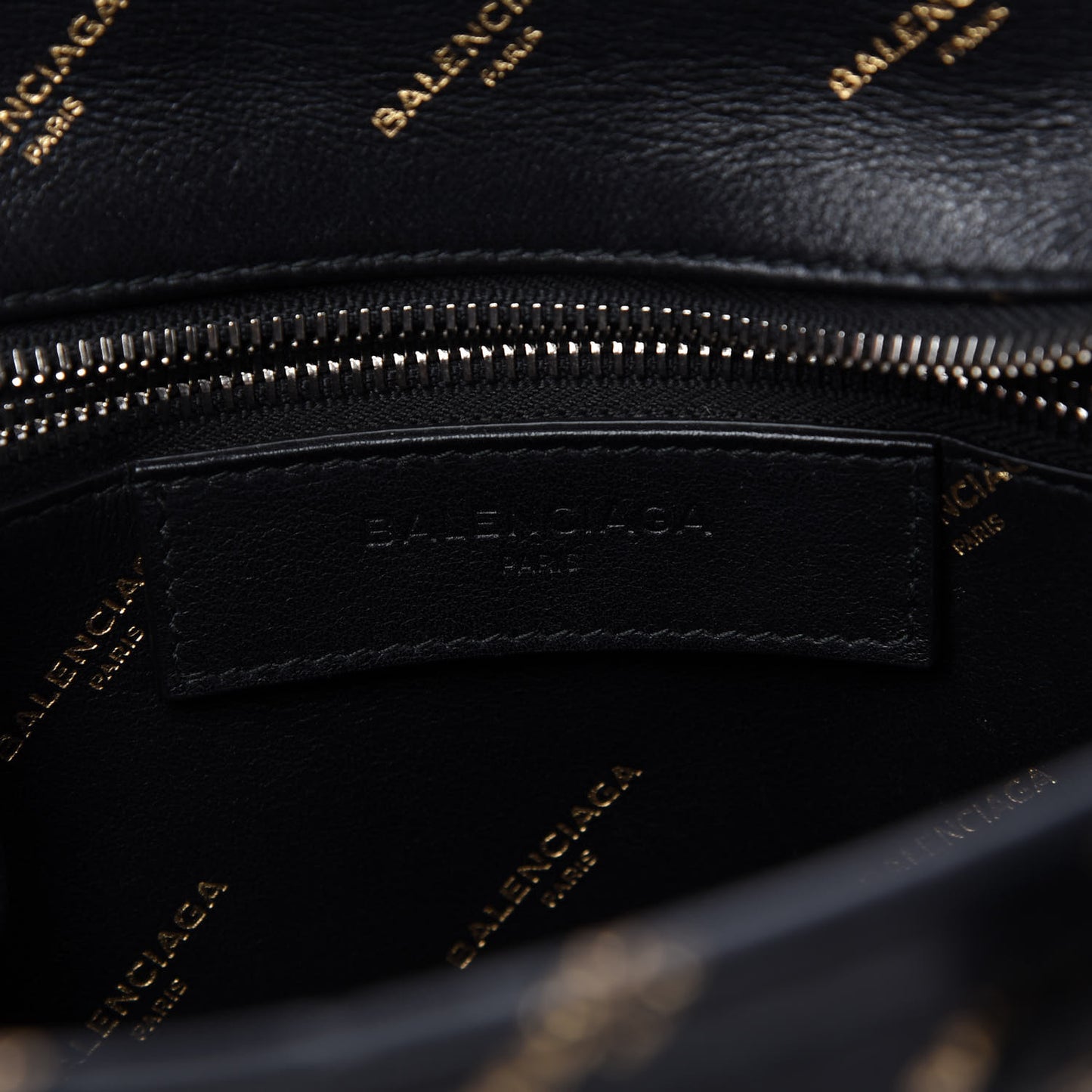 Calfskin Allover Logo XS Bazar Shopper Tote Black Gold