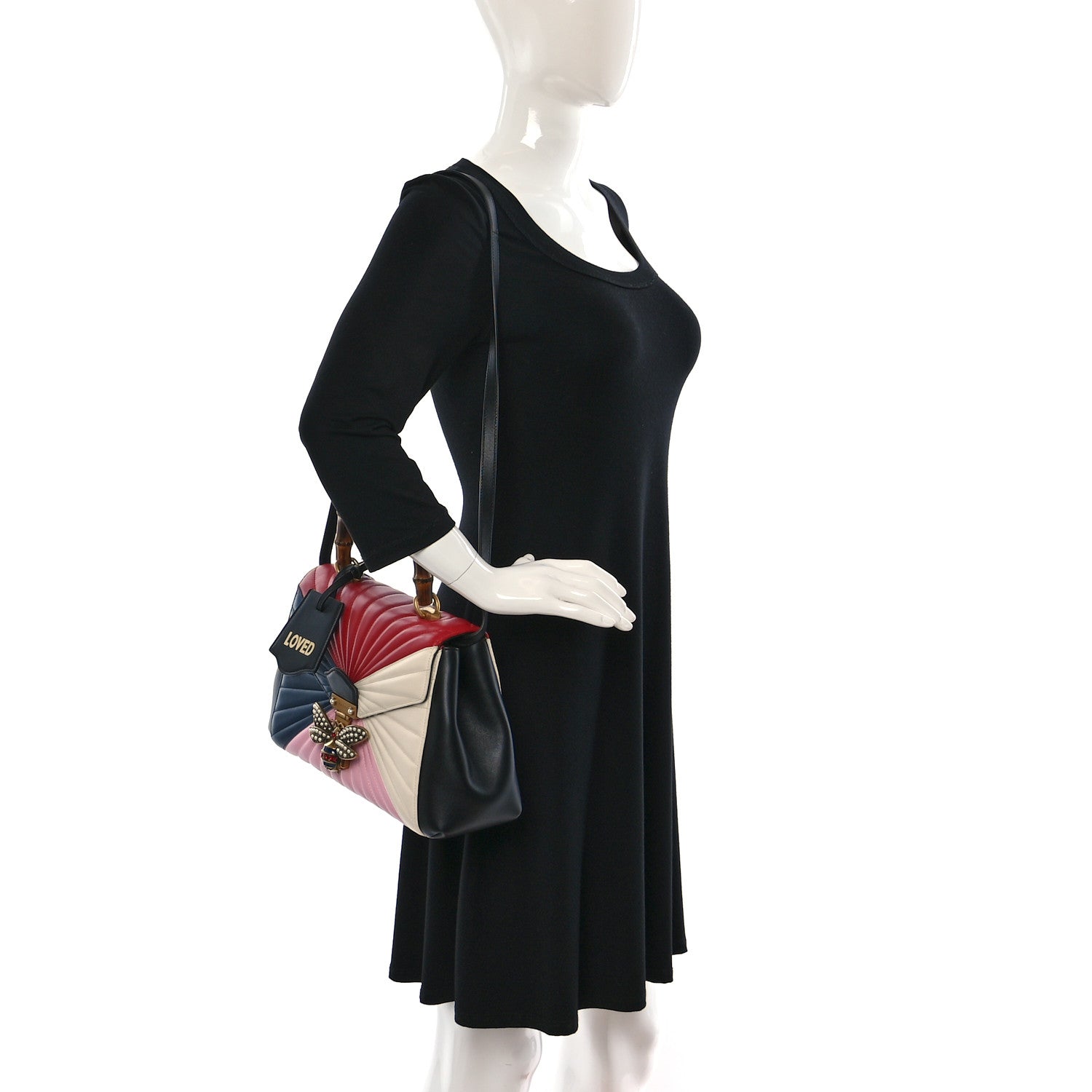 Gucci Calfskin Bamboo Trapuntata Queen Margaret Top Handle Bag Blue Agata Hibiscus Red Mystic White Sugar Pink 2 of 9