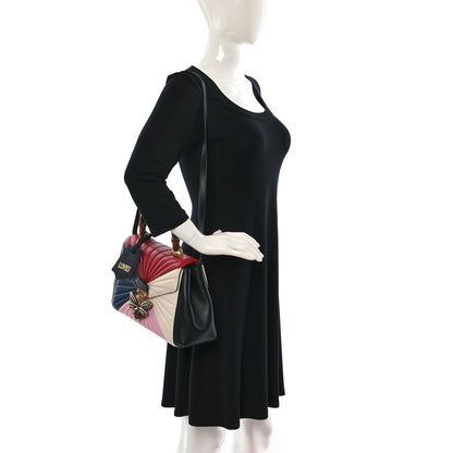 Gucci Calfskin Bamboo Trapuntata Queen Margaret Top Handle Bag Blue Agata Hibiscus Red Mystic White Sugar Pink 2 of 9
