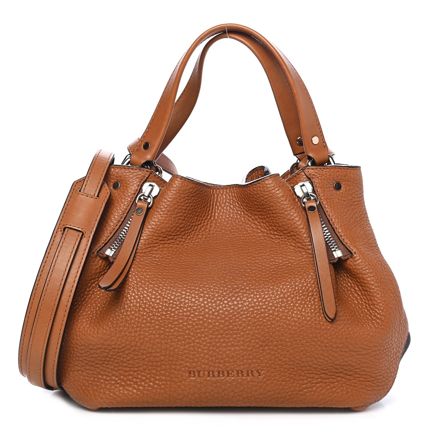 Burberry Grainy Calfskin House Check Small Maidstone Saddle Brown 1 of 10