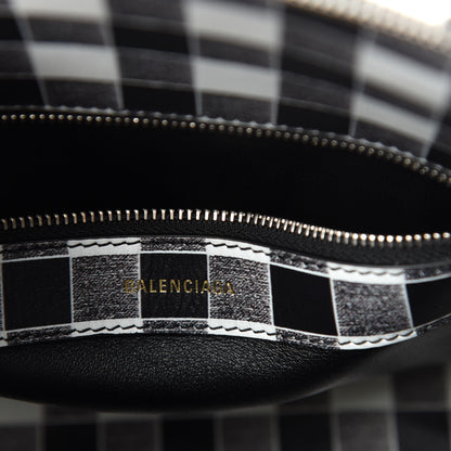 Balenciaga Calfskin Checked S Ville Top Handle Bag Black 9 of 11