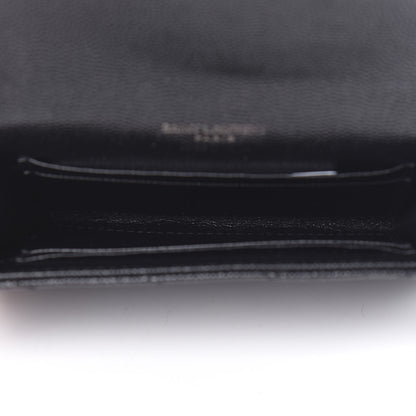 Saint Laurent Grain De Poudre Matelasse Chevron Small Monogram Envelope Wallet Black 5 of 8