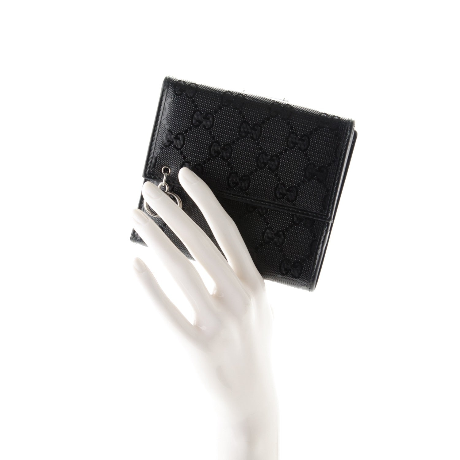 Gucci Imprime Monogram GG Pierce French Flap Wallet Black 2 of 7