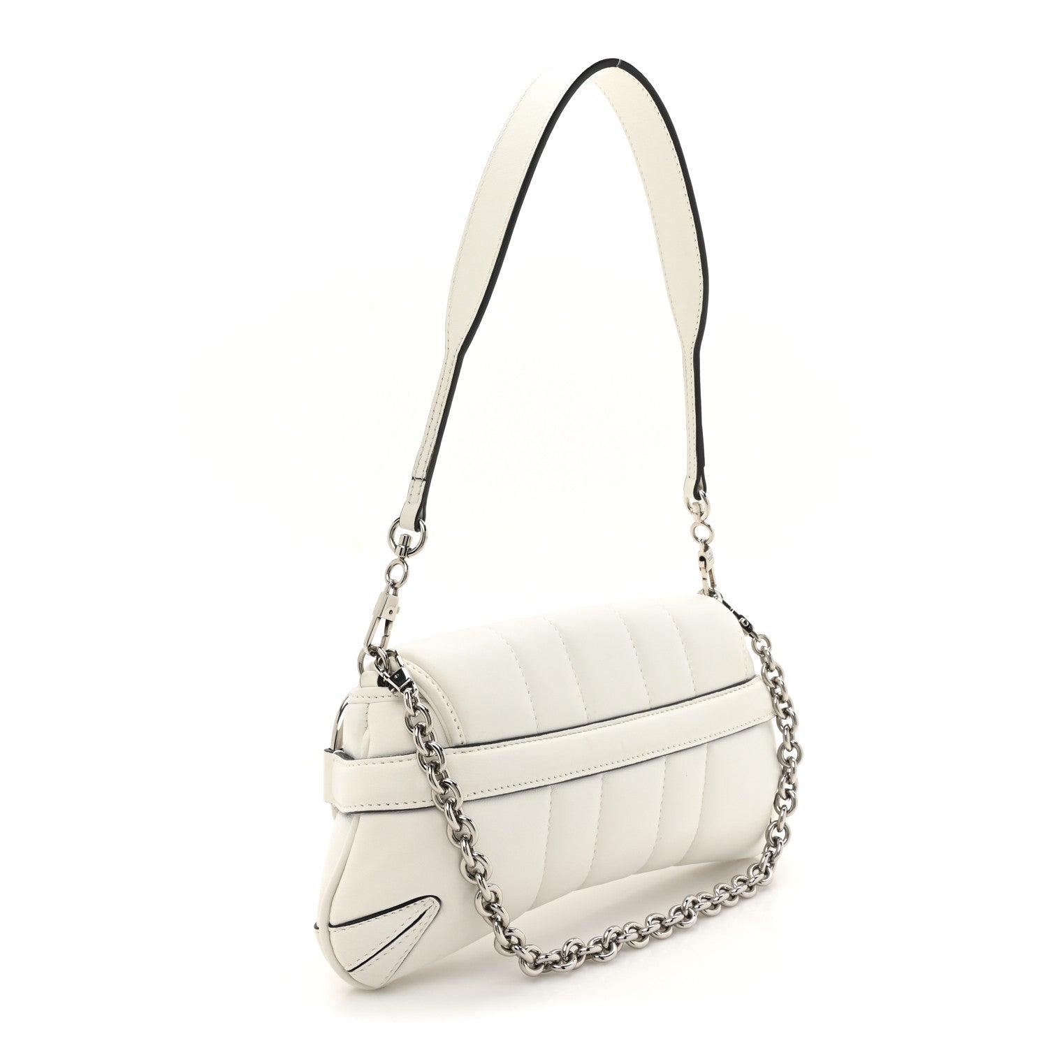Gucci Nappa Vertical Matelasse Small Maxi Horsebit Chain Shoulder Bag Great White 3 of 11