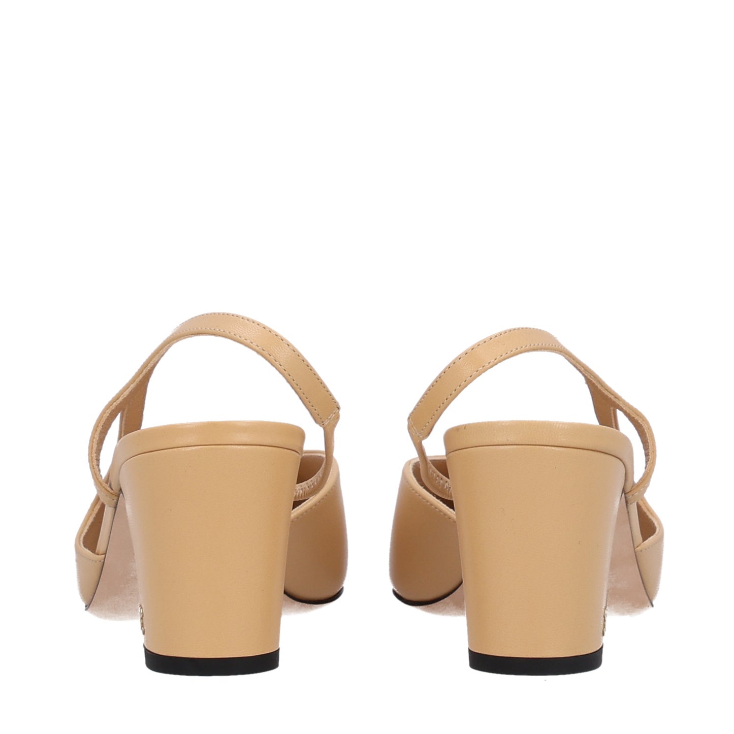 Goatskin Grosgrain Cap Toe CC Slingback Pumps 40 Beige Black