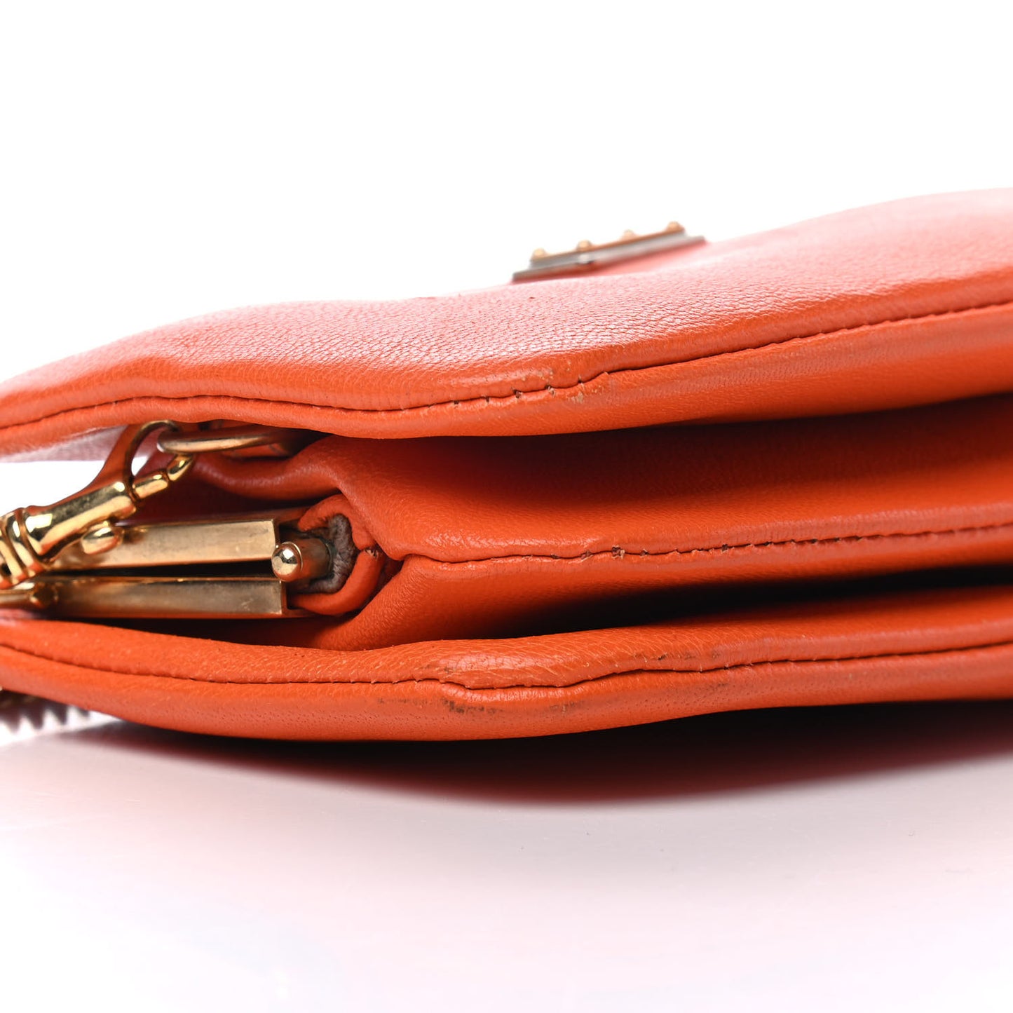 Vitello Frame Chain Wallet Orange