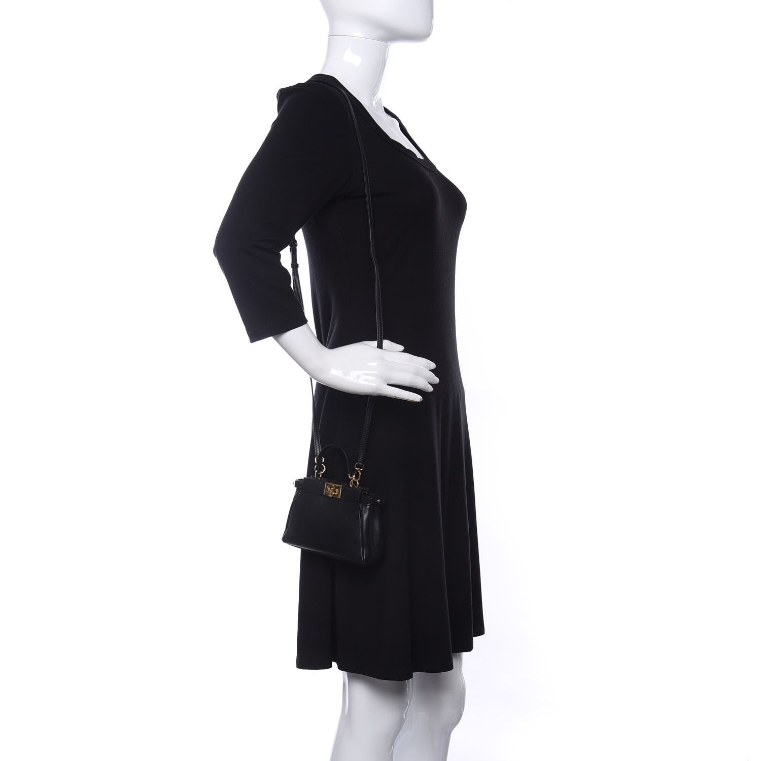 Fendi Nappa Micro Peekaboo Iconic Satchel Black 2 of 9