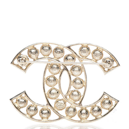 Chanel Pearl Crystal CC Brooch Gold 3 of 6