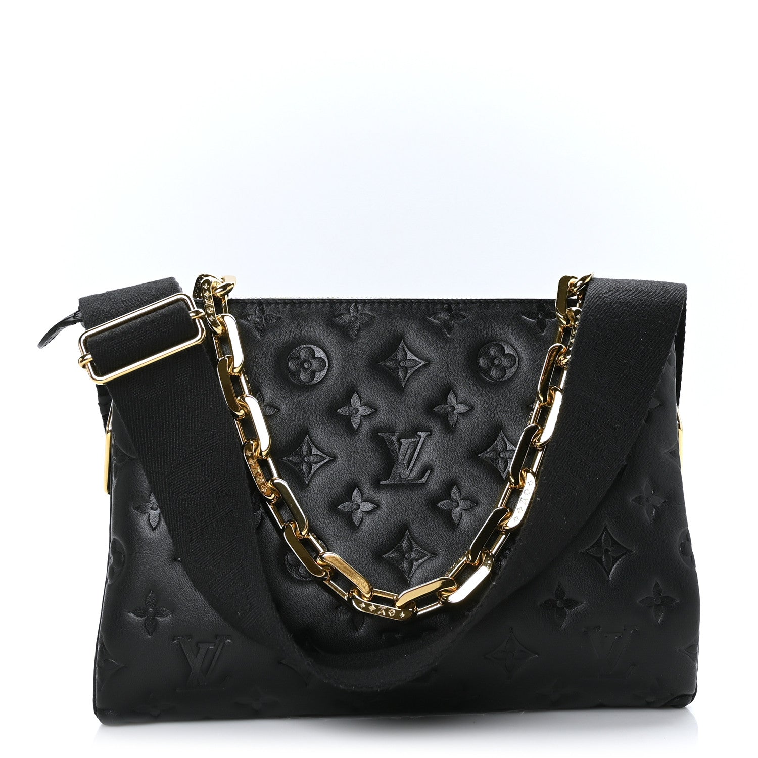 Louis Vuitton Lambskin Embossed Monogram Coussin PM Black 1 of 10
