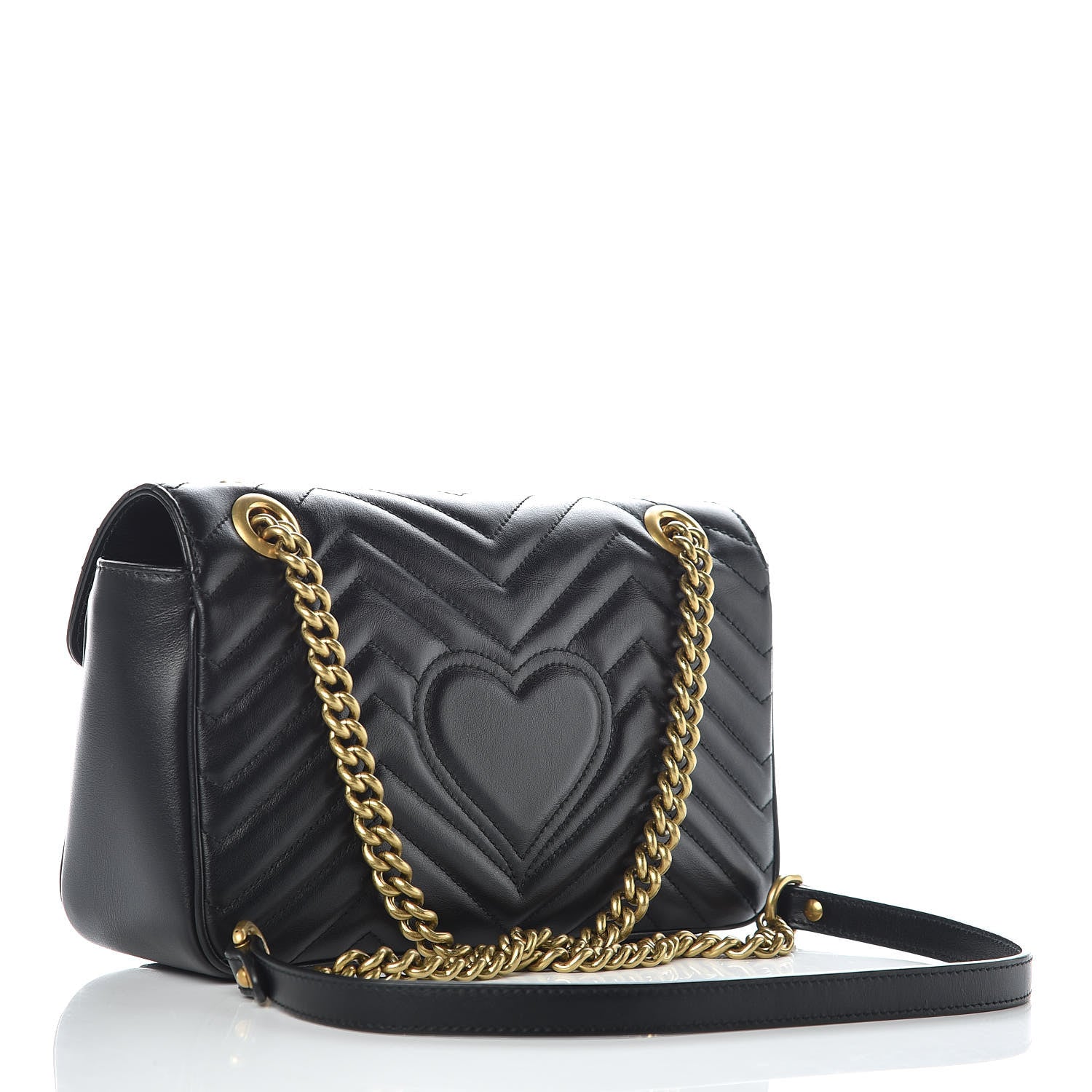 Gucci Calfskin Matelasse Small GG Marmont Shoulder Bag Black 3 of 10