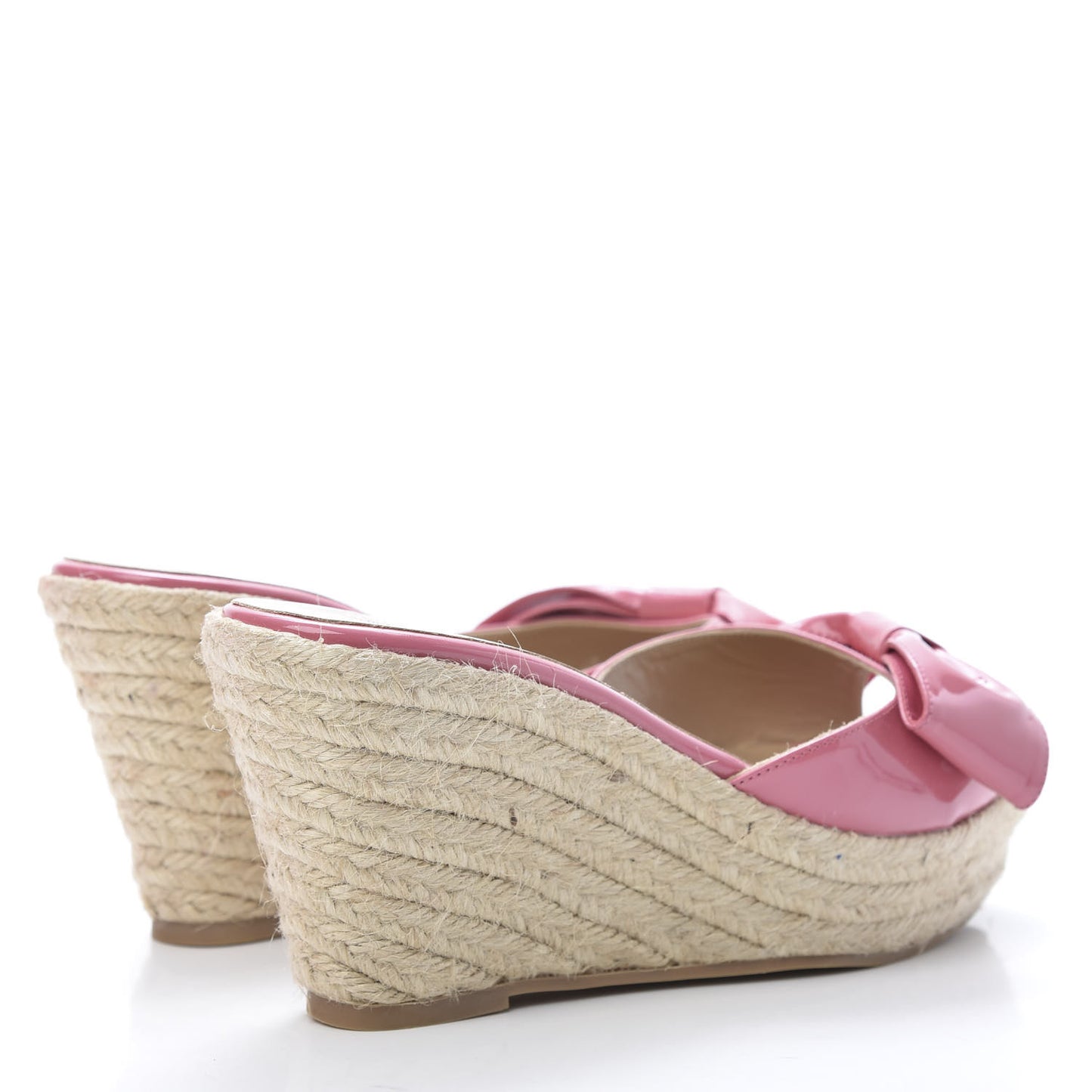Patent Mena Bow Espadrille Wedges 37 Pink Rose