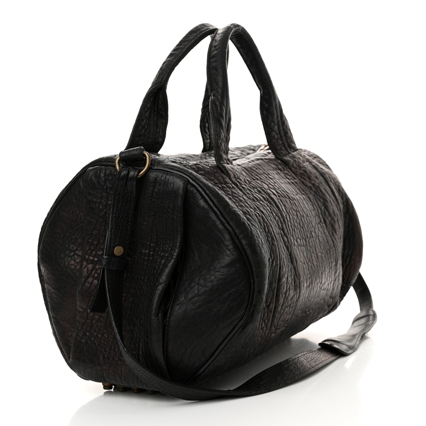 Pebbled Lambskin Rocco Black Antique Brass Hardware