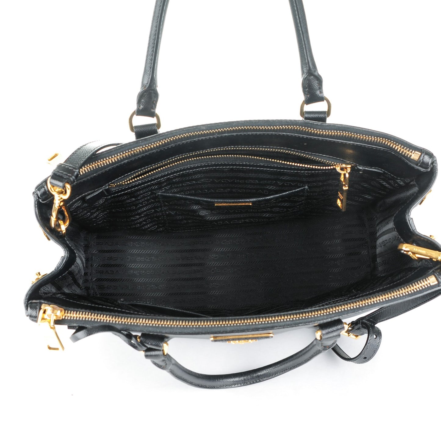 Saffiano Large Galleria Double Zip Tote Black