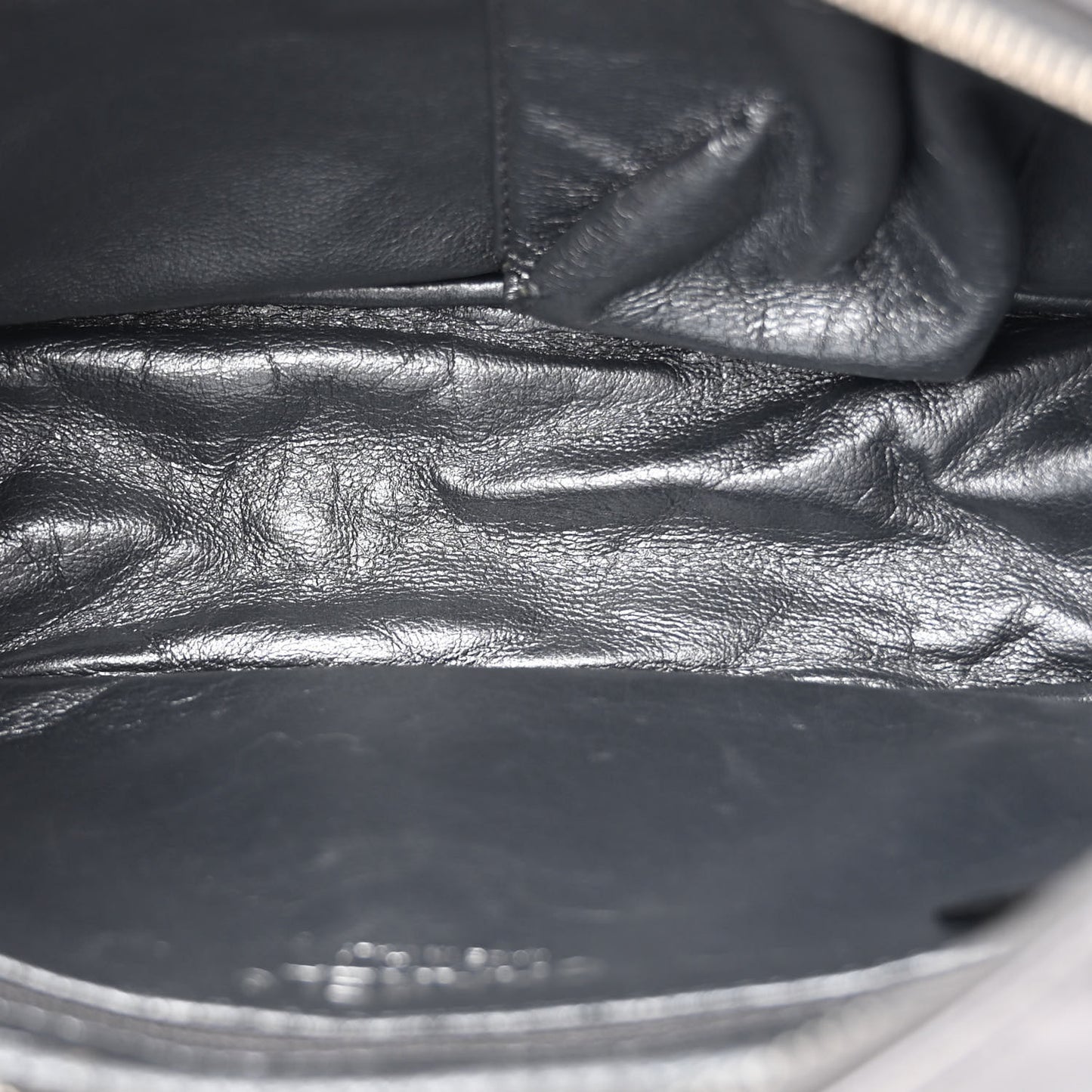 Metallic Aged Calfskin Quilted Medium Reissue Camera Case Dark Silver