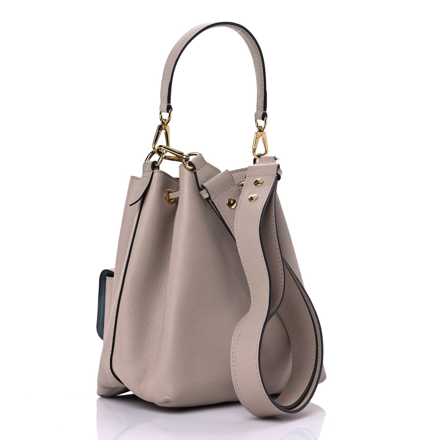 Louis Vuitton Calfskin Lockme Bucket MM Greige 3 of 13