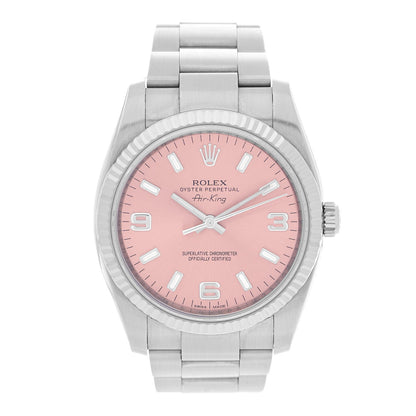 Rolex Stainless Steel 18K White Gold 34mm Air-King Oyster Perpetual Watch Pink 114234 1 of 5
