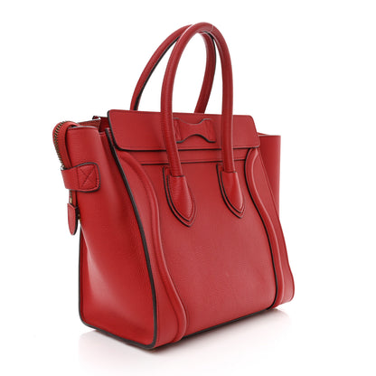 Celine Drummed Calfskin Micro Luggage Red 3 of 15