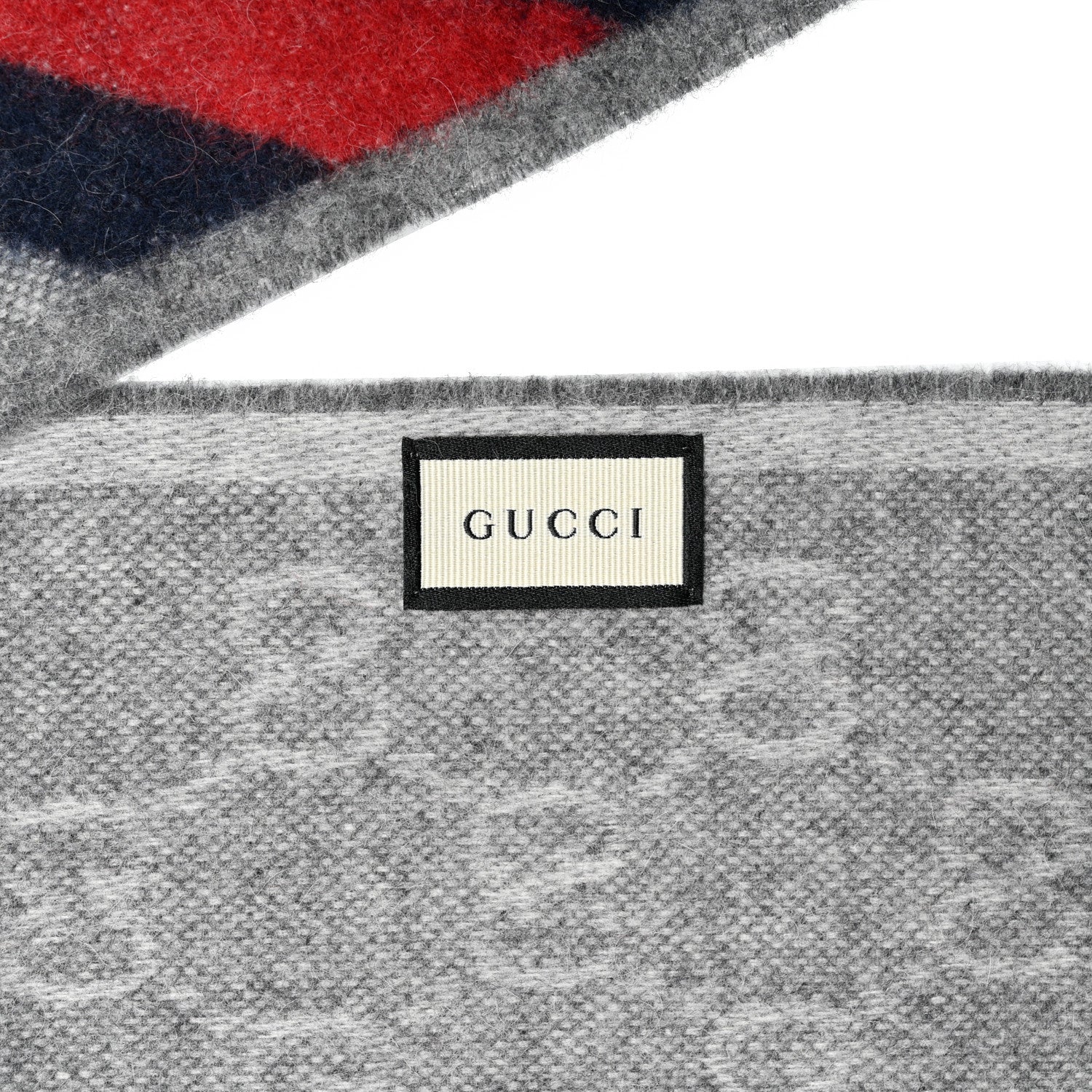 Gucci Wool Angora Monogram Web New Nikky Scarf Zinc Blue 3 of 4