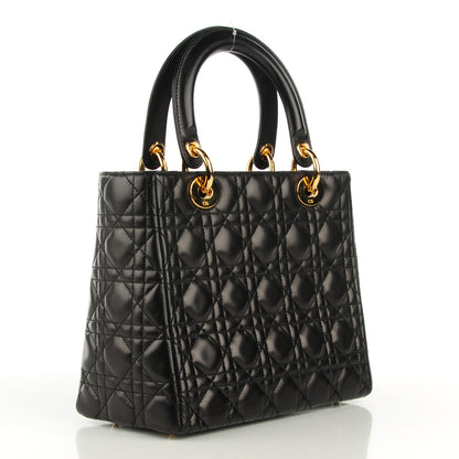 Christian Dior Lambskin Cannage Medium Lady Dior Black 3 of 7