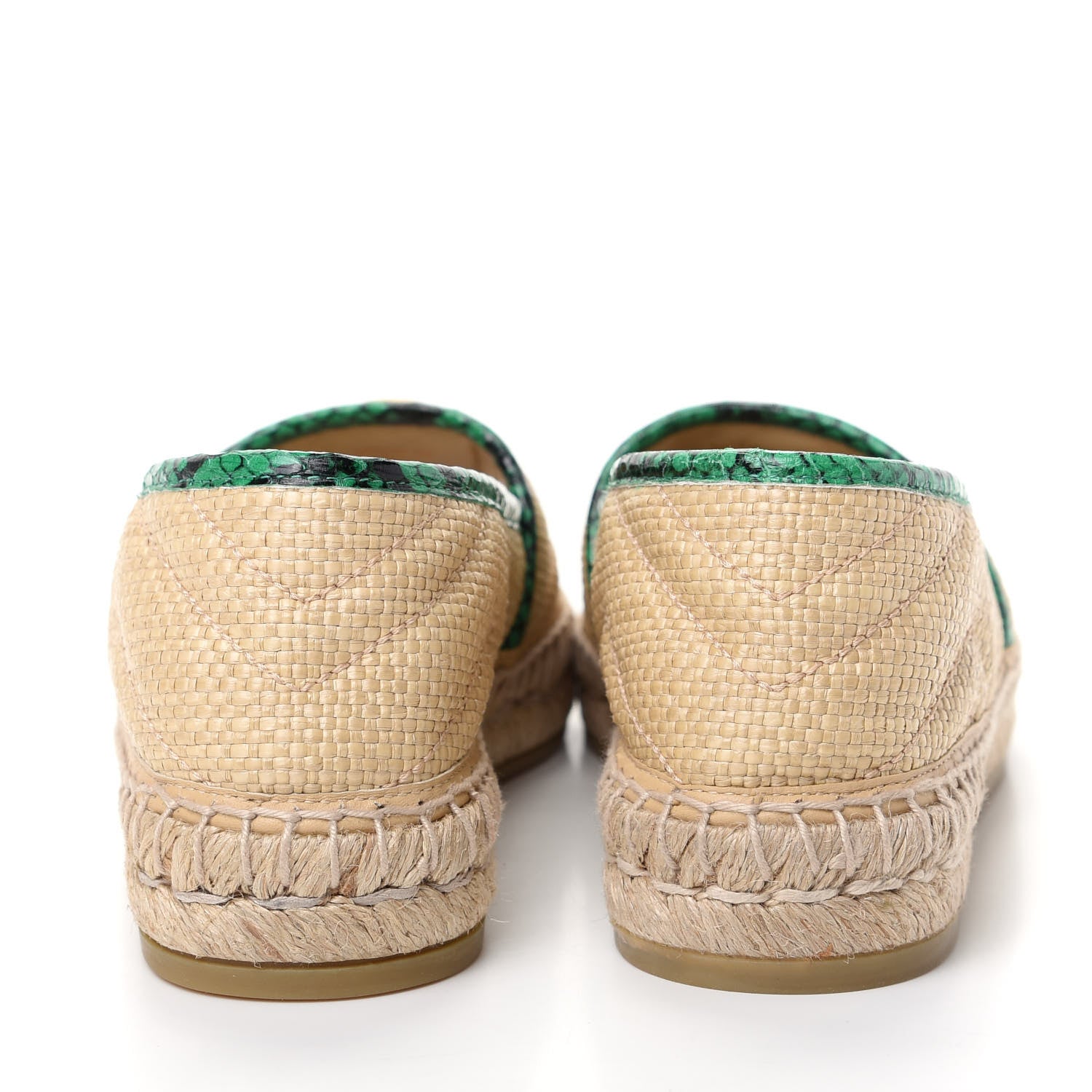 Gucci Straw Elaphe Matelasse GG Marmont Espadrilles 35.5 Natural New Shamarock 7 of 11