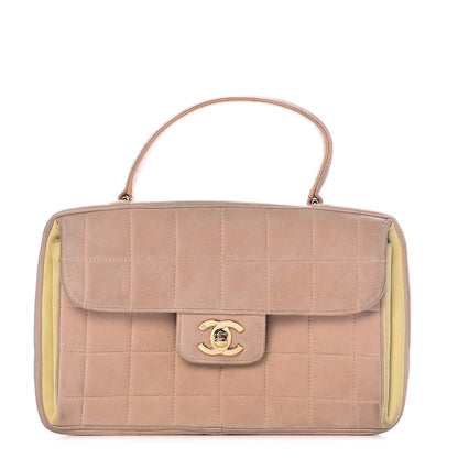 Chanel Suede Chocolate Bar Top Handle Flap Beige 1 of 17