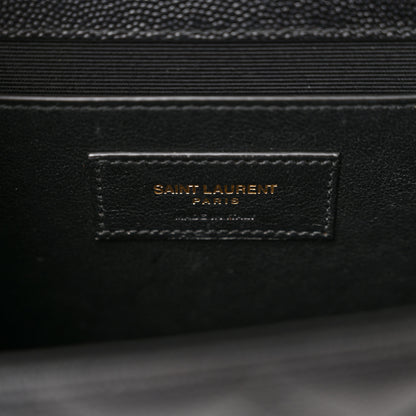 Saint Laurent Grain De Poudre Textured Mixed Matelasse Triquilt Medium Monogram Satchel Black 6 of 12