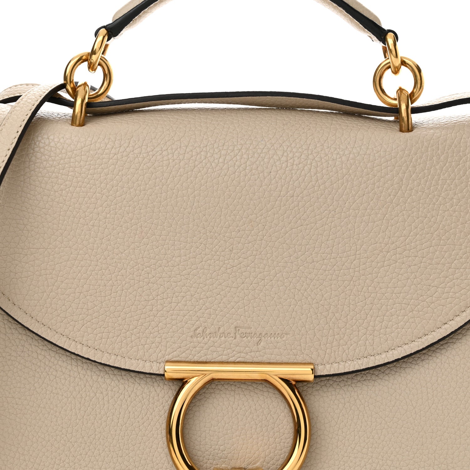 Salvatore Ferragamo Calfskin Small Margot Top Handle Satchel Beige 8 of 10