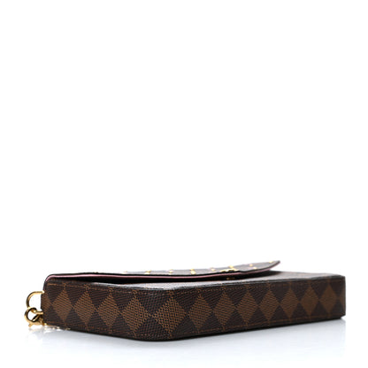 Louis Vuitton Damier Ebene Studded Pochette Felicie Chain Wallet 5 of 12