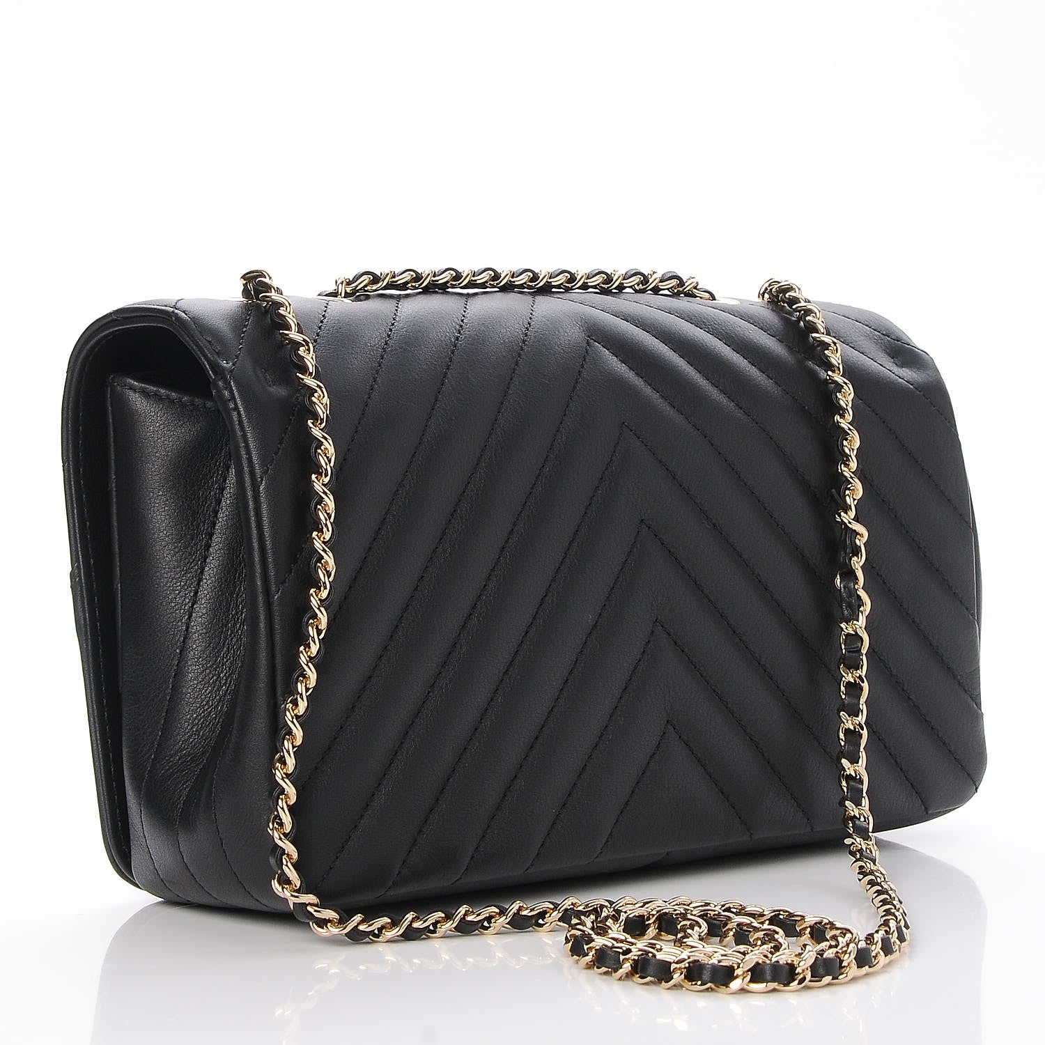 Chanel Calfskin Chevron Quilted Small Statement Flap Black 3 of 8