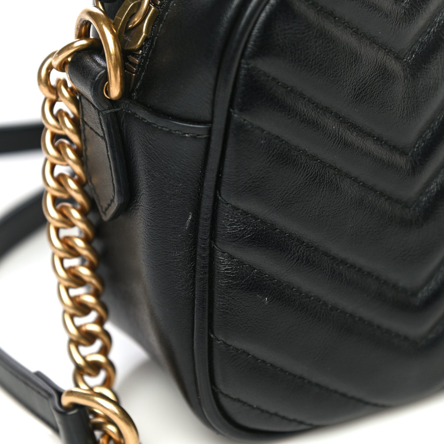 Calfskin Matelasse Small GG Marmont Chain Shoulder Bag Black