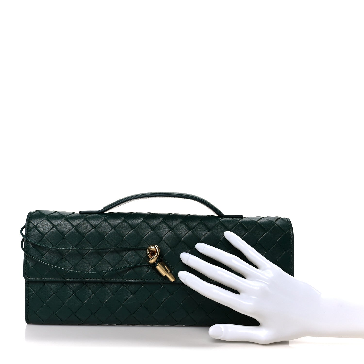 Bottega Veneta Nappa Intrecciato Long Andiamo Top Handle Clutch Emerald Green 2 of 11