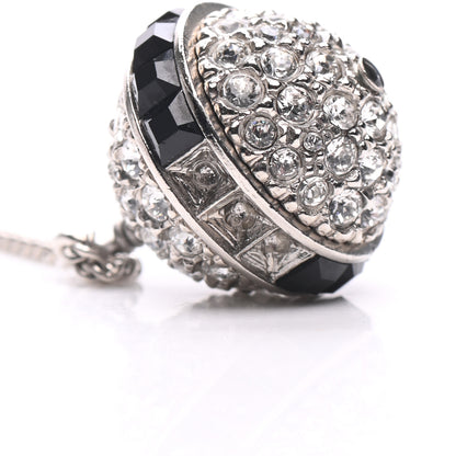Chanel Crystal CC Drop Earrings Silver Black 5 of 6