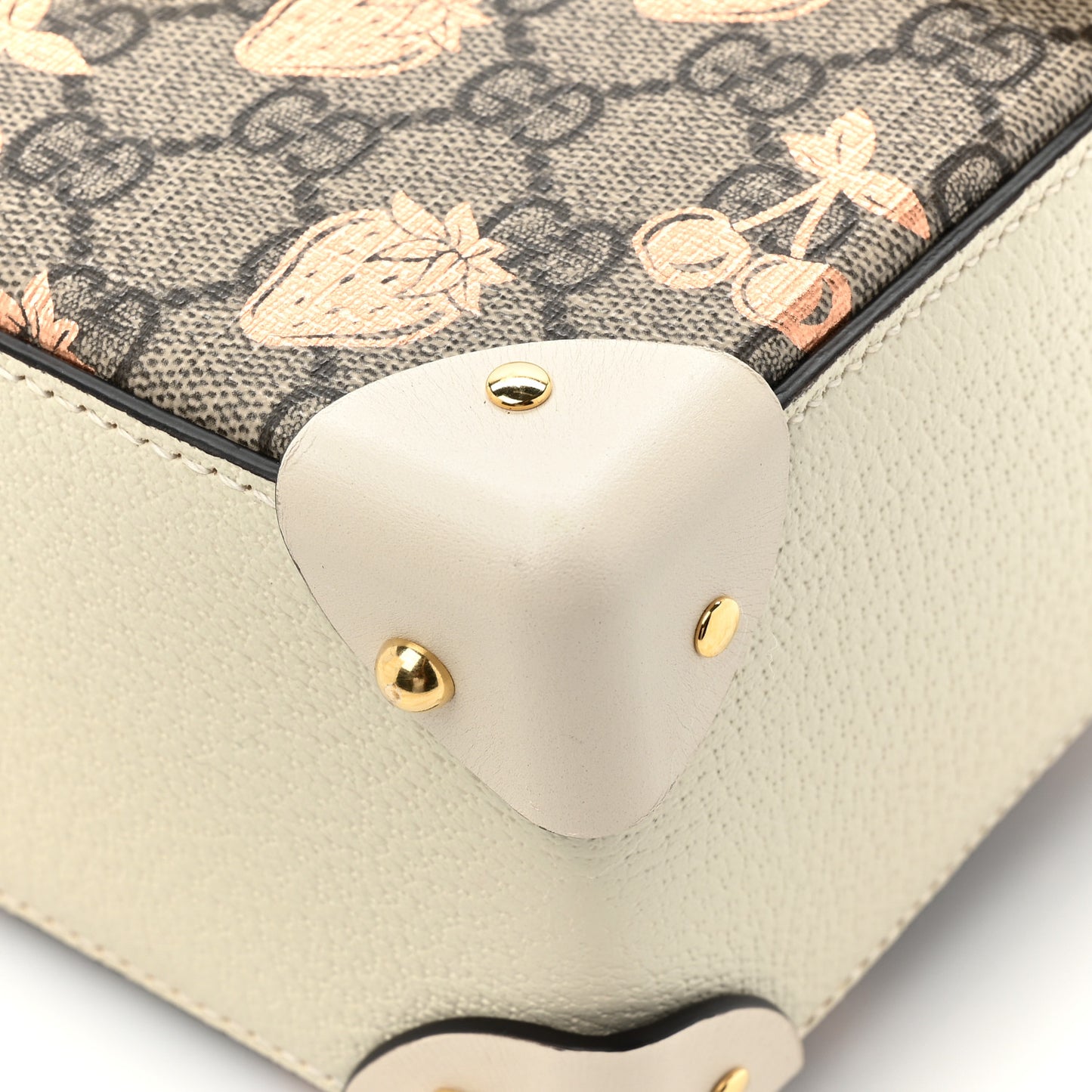 GG Supreme Monogram Berry Textured Dollar Calfskin Small Padlock Bamboo Shoulder Bag Beige Ebony Light Copper Mystic White