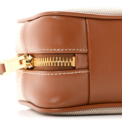 Miu Miu Canvas Calfskin Small Beau Top Handle Bag Naturale Brandy 8 of 9