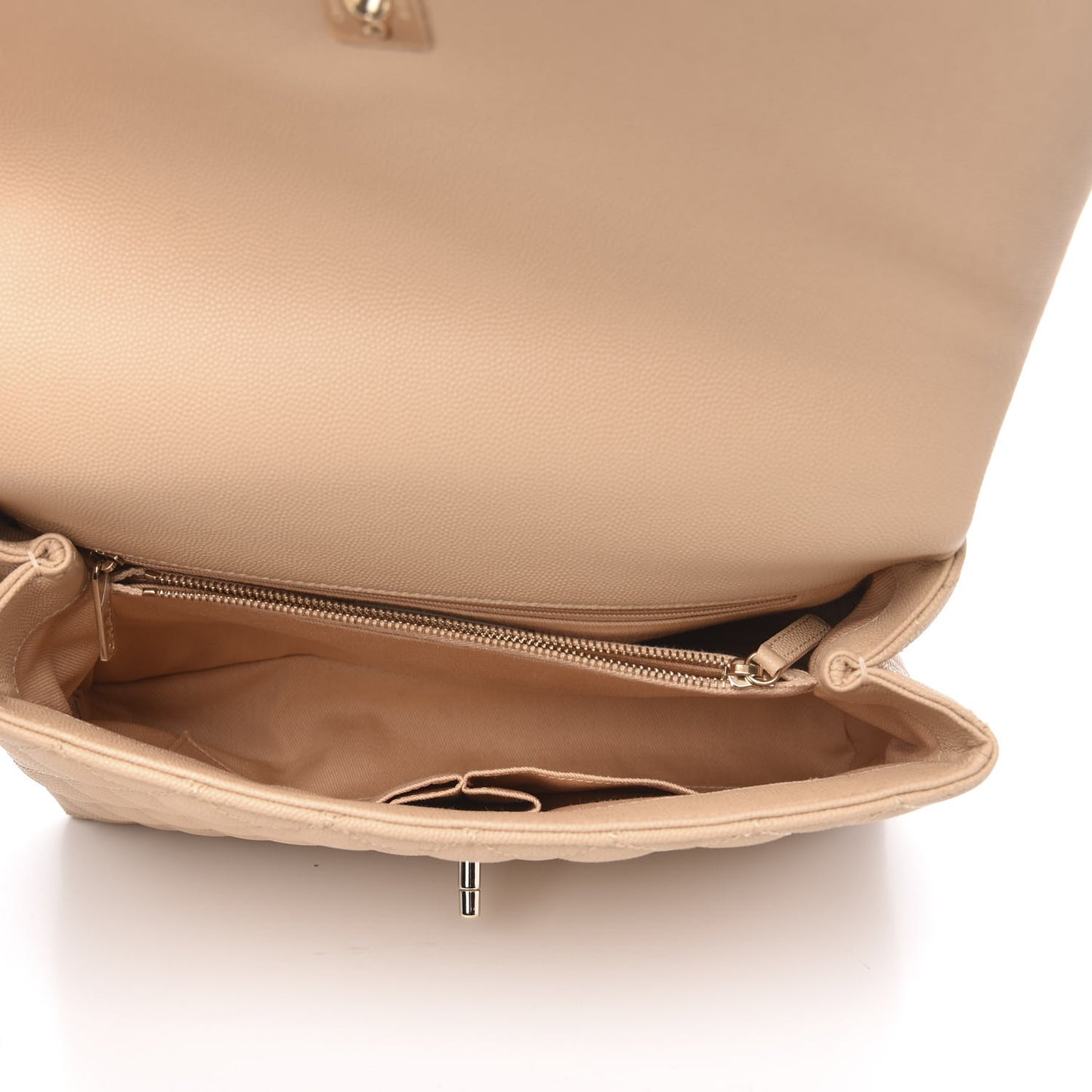 Caviar Quilted Small Coco Handle Flap Light Beige